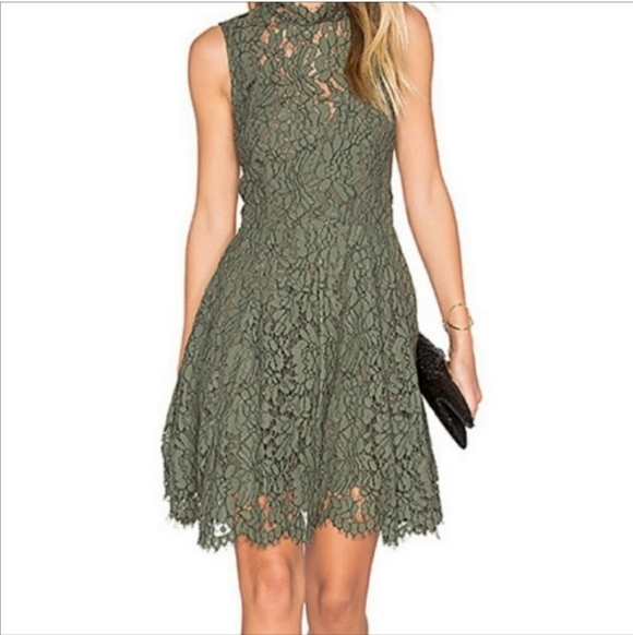 NEW Keepsake Porcelain Green Lace Open Back Dress Mini Keyhole Bohemian Summer - Picture 15 of 16